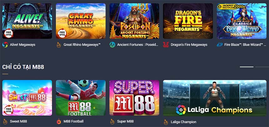 Slots game nổ hũ tại M88